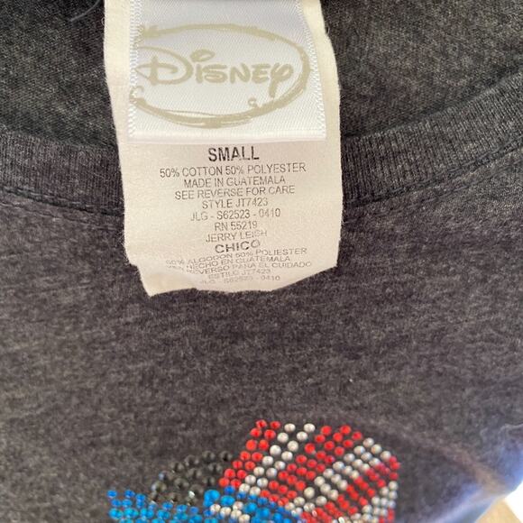 Disney Women's Size S Charcoal Gray Patriotic Bling Mickey Mouse Cap Sleeve Top - Picture 3 of 8
